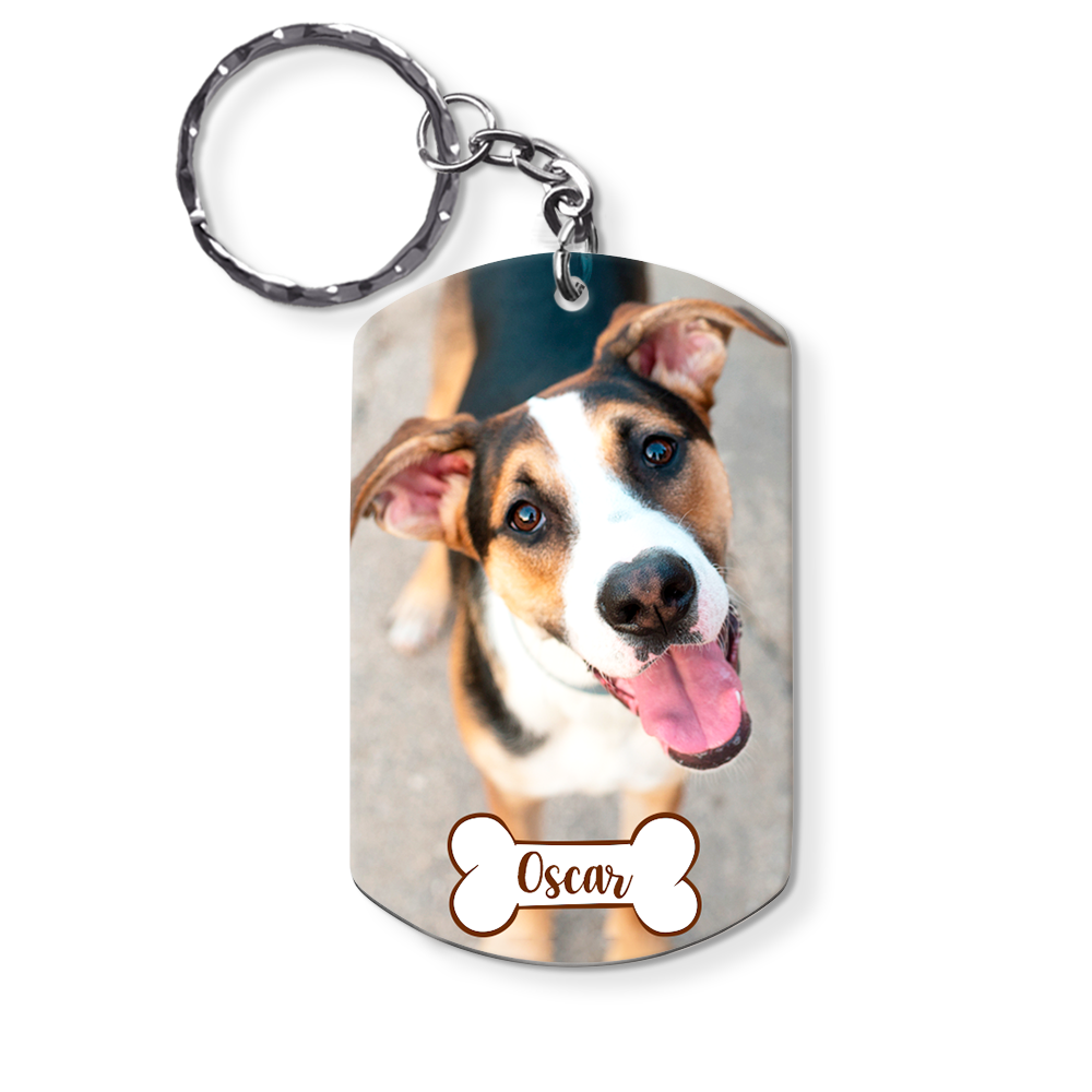 Personalized Dog Memorial Once By My Side Forever In My Heart Photo Wood Keychain 25160 Primary Mockup