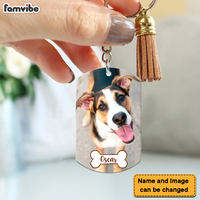 Personalized Dog Memorial Once By My Side Forever In My Heart Photo Wood Keychain 25160 thumb 1