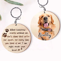 Personalized Dog Memorial When Tomorrow Starts Without Me Photo Wood Keychain 25164 thumb 1
