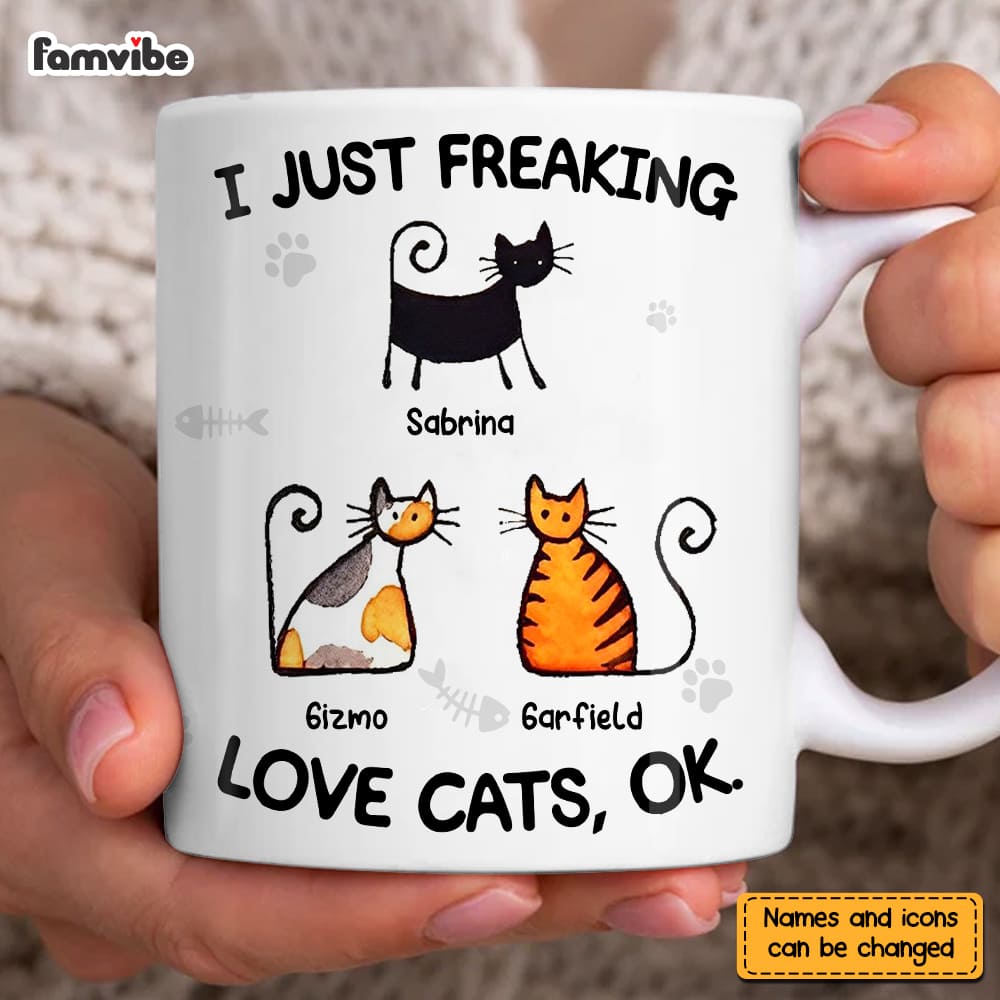 Personalized I Just Freaking Love Cats Mug 25194 Primary Mockup