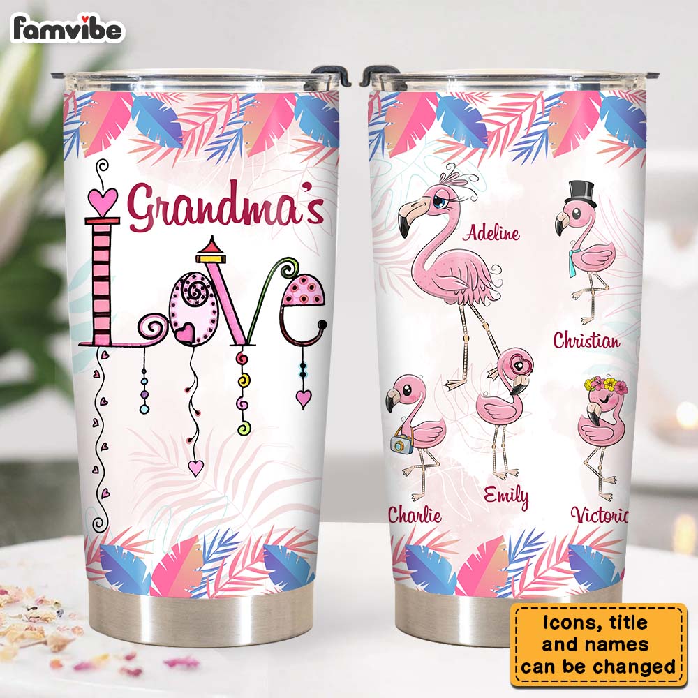 Personalized Grandma Love Flamingo Steel Tumbler 25200 Primary Mockup