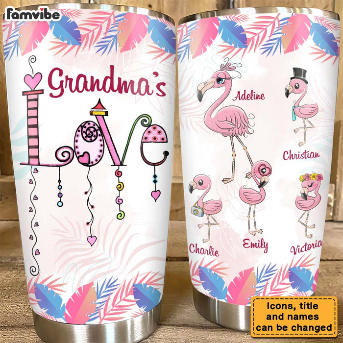 Personalized Grandma Love Flamingo Steel Tumbler 25200 1
