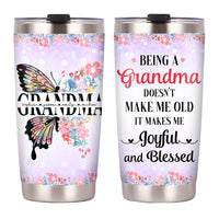 Personalized Grandma Blessed Flowers Butterfy Steel Tumbler 25209 thumb 1