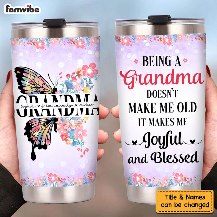 Personalized Grandma Blessed Flowers Butterfy Steel Tumbler 25209 1