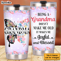 Personalized Grandma Blessed Flowers Butterfy Steel Tumbler 25209 thumb 1