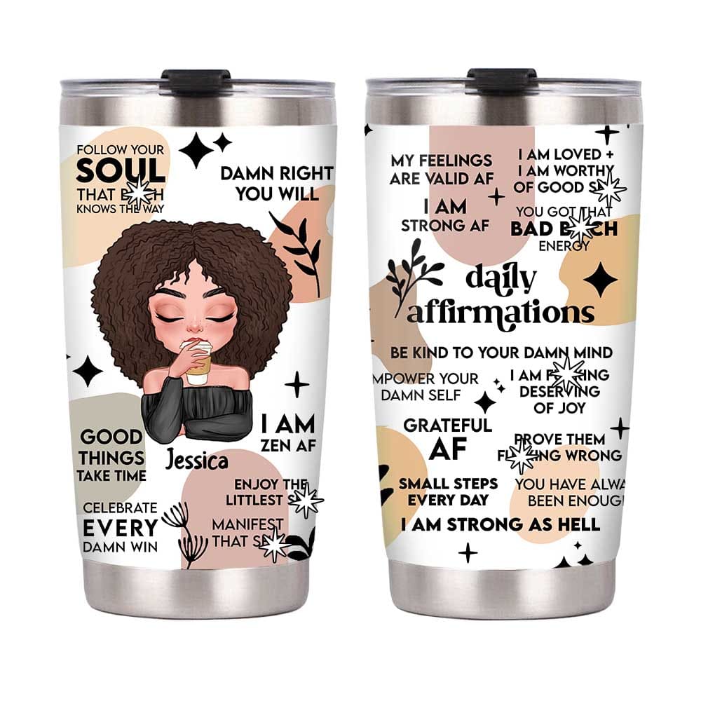 Personalized Gift For Daughter Boho Daily Reminders Affirmations Motivation Inspirational Steel Tumbler 25211 Primary Mockup