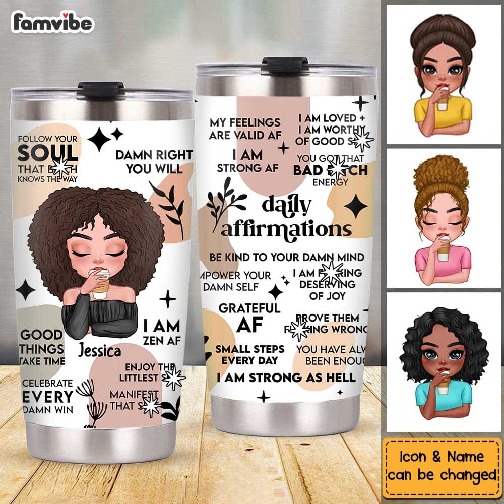 Personalized Gift For Daughter Boho Daily Reminders Affirmations Motivation Inspirational Steel Tumbler 25211 Primary Mockup