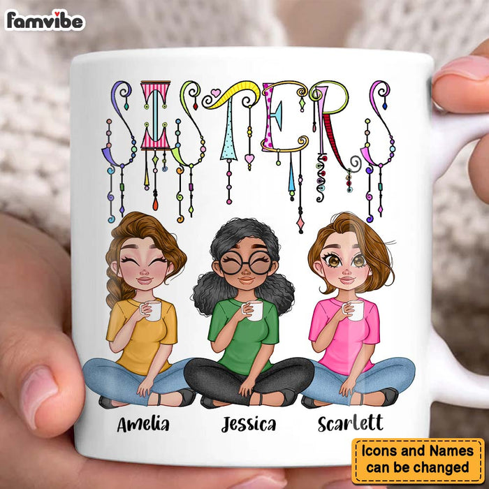Personalized Sisters Friends Dangles Mug 25215 1