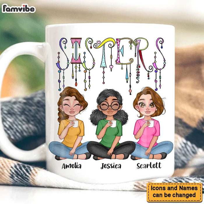 Personalized Sisters Friends Dangles Mug 25215 1