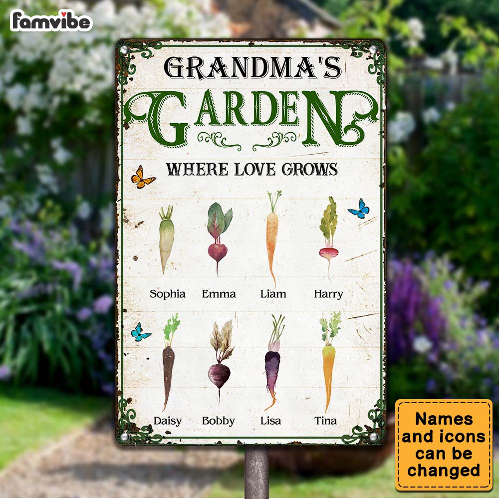 Personalized Grandma's Garden Metal Sign 25217 Primary Mockup