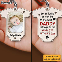 Personalized Gift for Daddy I Am As Lucky As Can Be Wood Keychain 25228 thumb 1