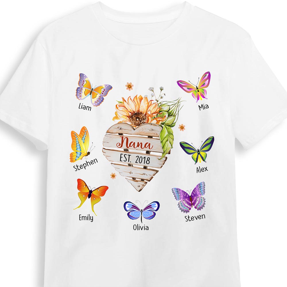 Personalized Nana Flower Butterflies Shirt Hoodie Sweatshirt 25236 Primary Mockup