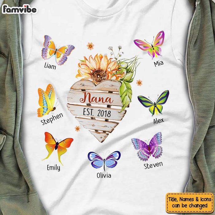 Personalized Nana Flower Butterflies Shirt - Hoodie - Sweatshirt 25236 1