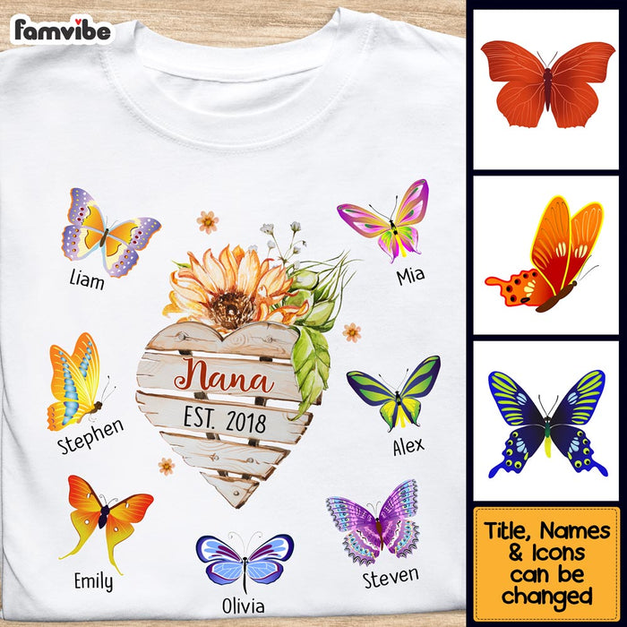 Personalized Nana Flower Butterflies Shirt - Hoodie - Sweatshirt 25236 1