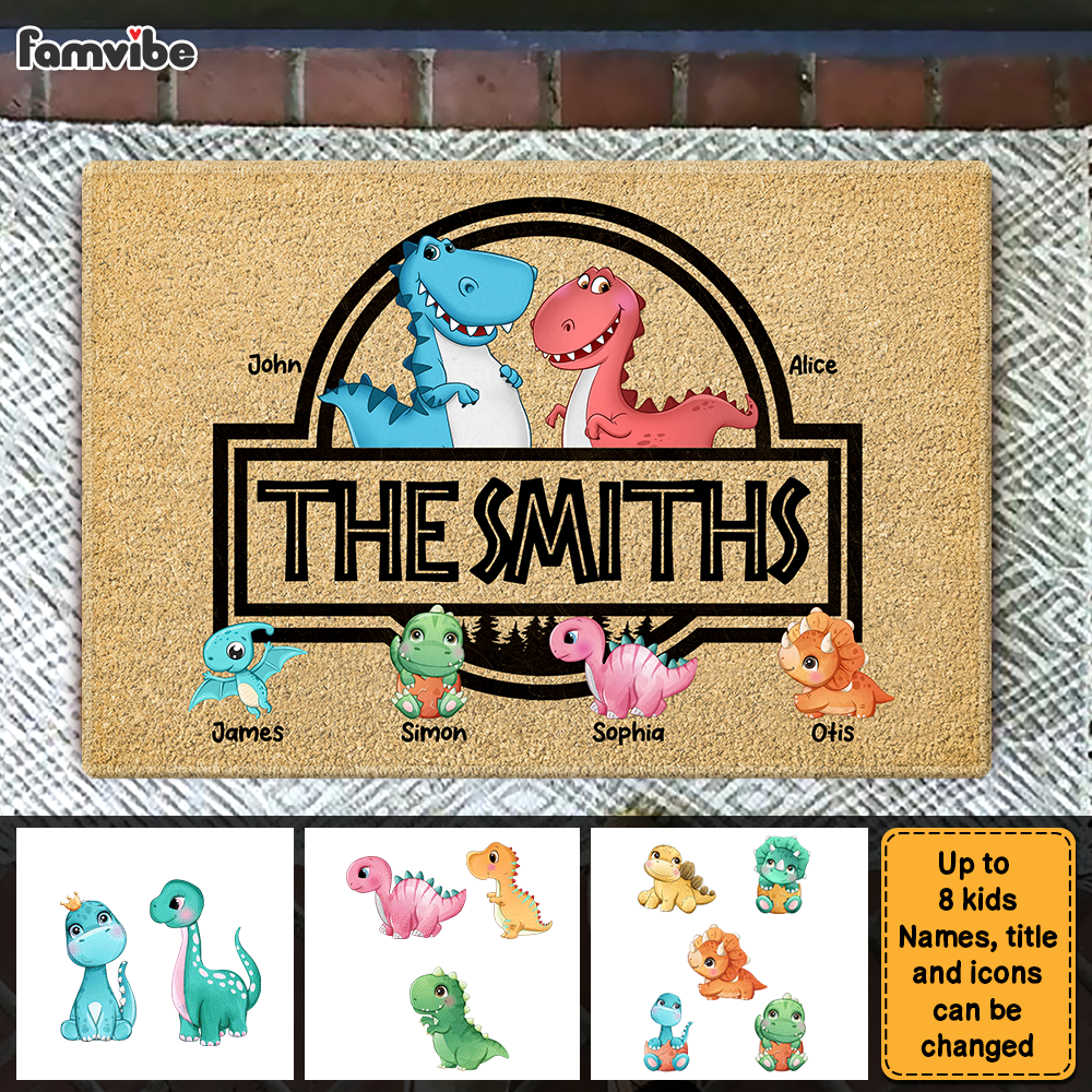 Personalized Family Dinosaurs Doormat 25237 Primary Mockup