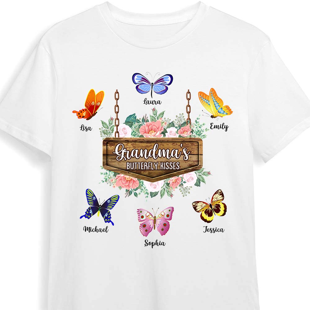 Personalized Grandma's Butterfly Kisses Shirt Hoodie Sweatshirt 25242 Primary Mockup