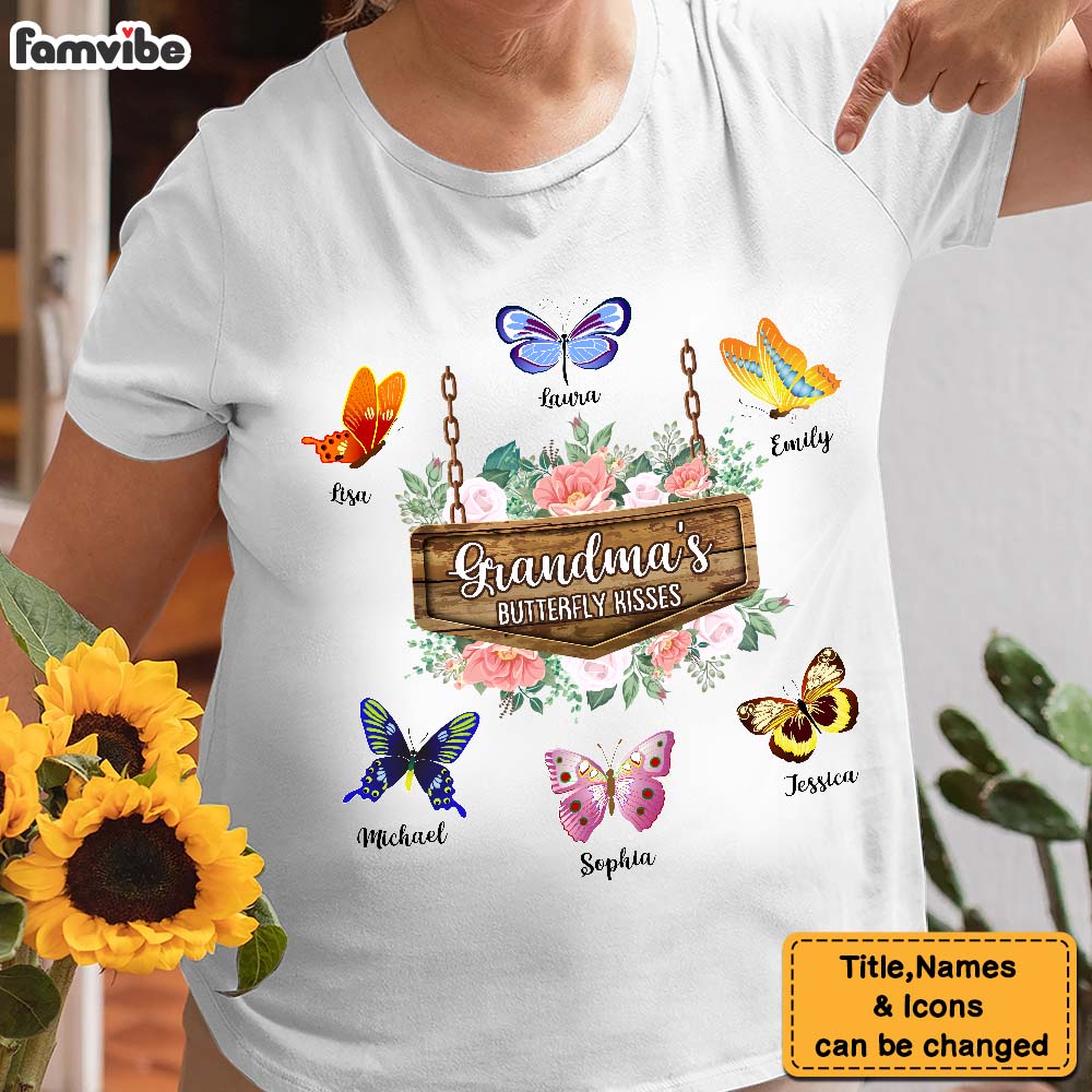 Personalized Grandma's Butterfly Kisses Shirt Hoodie Sweatshirt 25242 Primary Mockup