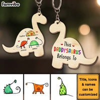 Personalized This Daddysaurus Belongs To Wood Keychain 25249 thumb 1