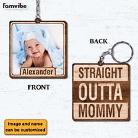 Personalized Straight Outta Mommy Wood Keychain 25254 thumb 1