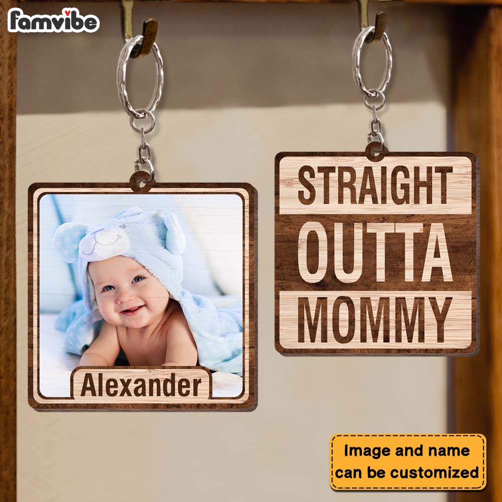 Personalized Straight Outta Mommy Wood Keychain 25254 Primary Mockup