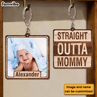 Personalized Straight Outta Mommy Wood Keychain 25254 thumb 1