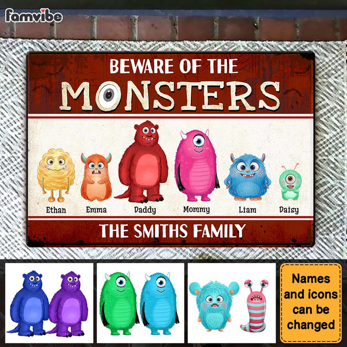 Personalized Family Beware Of The Monsters Doormat 25265 1