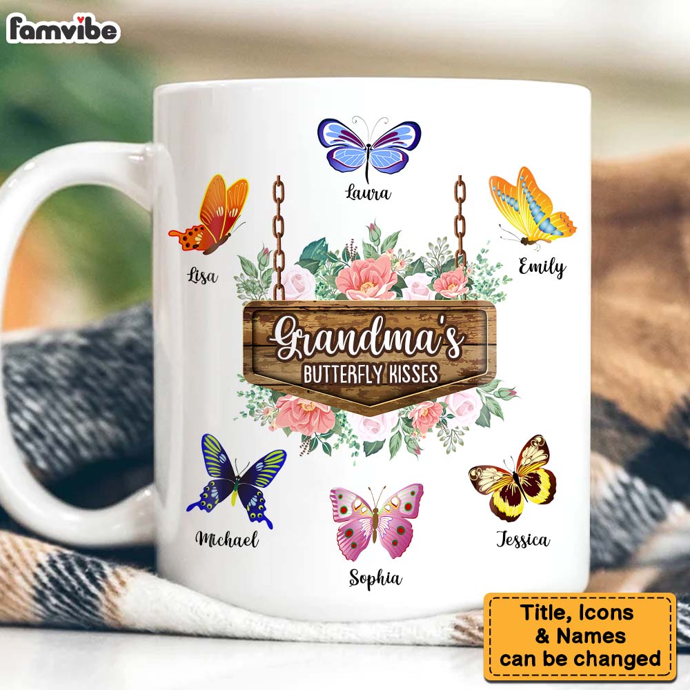Personalized Grandma's Butterfly Kisses Mug 25267 Primary Mockup
