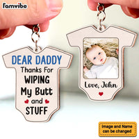 Personalized Gift  For New Daddy Thanks For Wiping My Butt and Stuff Wood Keychain 25273 thumb 1