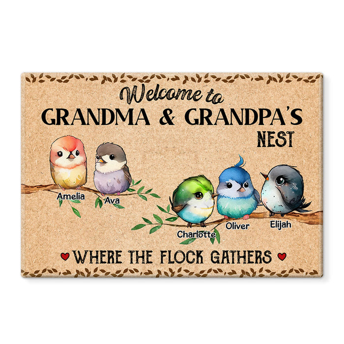 Personalized Welcome To Grandma & Grandpa's Nest Doormat 25275 1