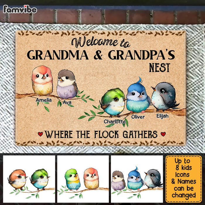 Personalized Welcome To Grandma & Grandpa's Nest Doormat 25275 1