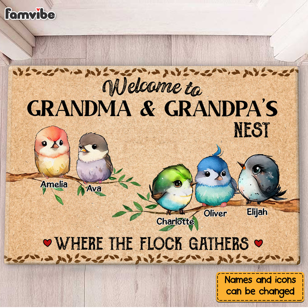 Personalized Welcome To Grandma & Grandpa's Nest Doormat 25275 Primary Mockup