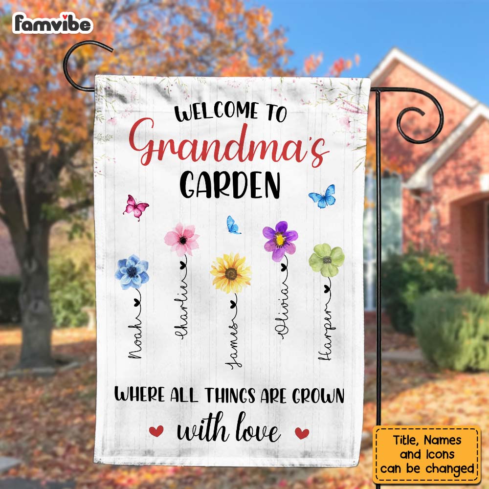 Personalized Welcome To Grandma's Garden Flag 25278 Primary Mockup