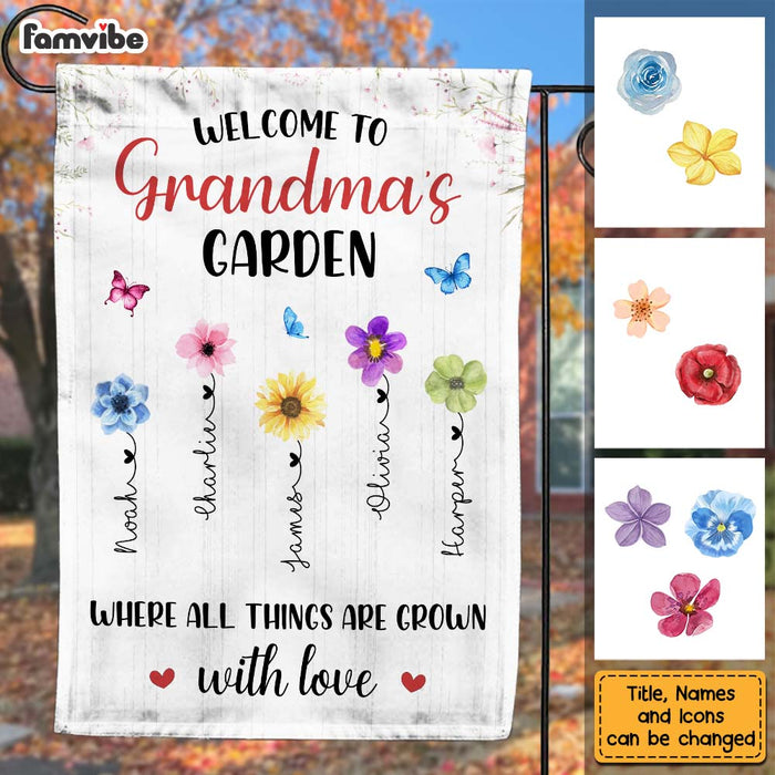 Personalized Welcome To Grandma's Garden Flag 25278 1