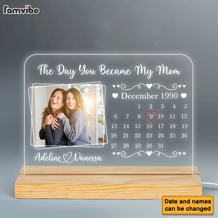 Personalized The Day You Became My Mom Photo Plaque LED Lamp Night Light 25283 1