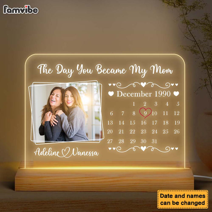 Personalized The Day You Became My Mom Photo Plaque LED Lamp Night Light 25283 1