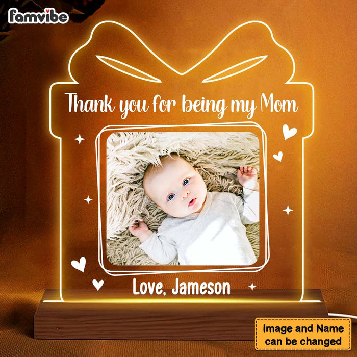 Personalized Thank You For Being My Mom Photo Plaque LED Lamp Night Light 25287 1