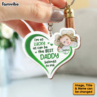 Personalized I'm As Lucky As Can Be This Daddy Belongs To Me Wood Keychain 25294 thumb 1