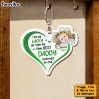Personalized I'm As Lucky As Can Be This Daddy Belongs To Me Wood Keychain 25294 thumb 1