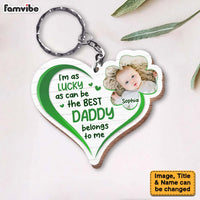 Personalized I'm As Lucky As Can Be This Daddy Belongs To Me Wood Keychain 25294 thumb 1
