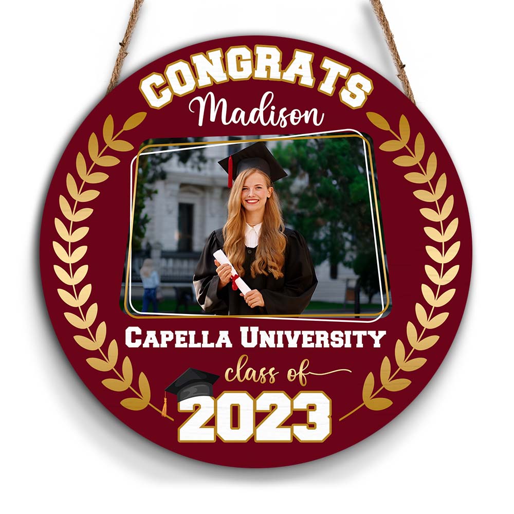 Personalized Gift Graduation Class Of 2023 Round Wood Sign 25309 Primary Mockup