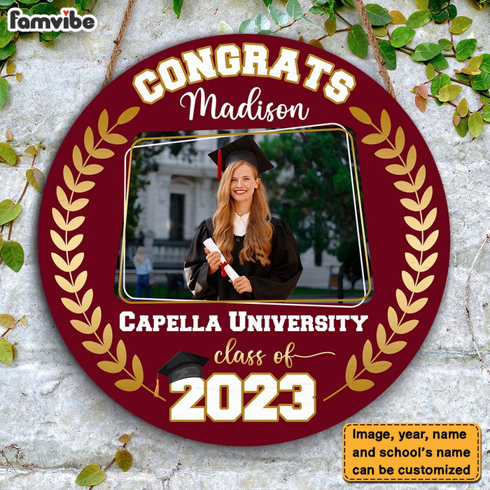 Personalized Gift Graduation Class Of 2023 Round Wood Sign 25309 1
