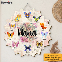 Personalized Nana And Butterflies Flower Shape Wood Sign 25316 thumb 1