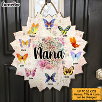 Personalized Nana And Butterflies Flower Shape Wood Sign 25316 thumb 1