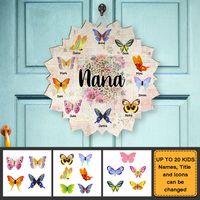 Personalized Nana And Butterflies Flower Shape Wood Sign 25316 thumb 1