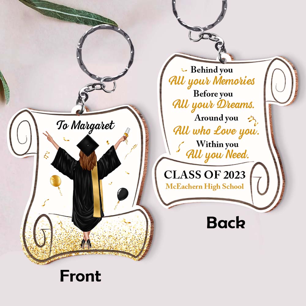 Personalized Before You All Your Dreams Graduation Wood Keychain 25319 Primary Mockup