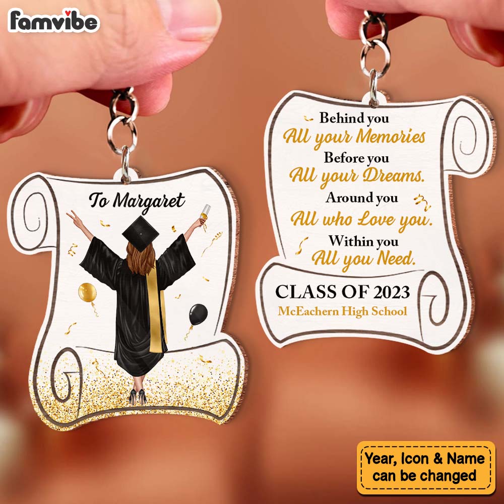 Personalized Before You All Your Dreams Graduation Wood Keychain 25319 Primary Mockup