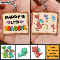 Personalized Daddy's Little Dragons Wood Keychain 25329 thumb 1