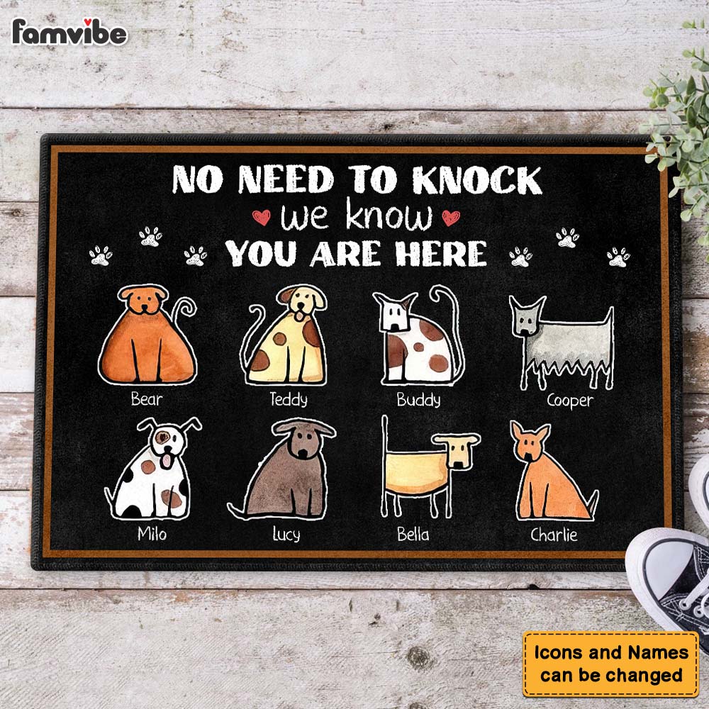 Personalized Gift For Dog Lovers No Need To Knock Doormat 25330 Primary Mockup