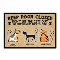Personalized Keep Door Closed Don't Let The Cat Out Doormat 25333 thumb 1