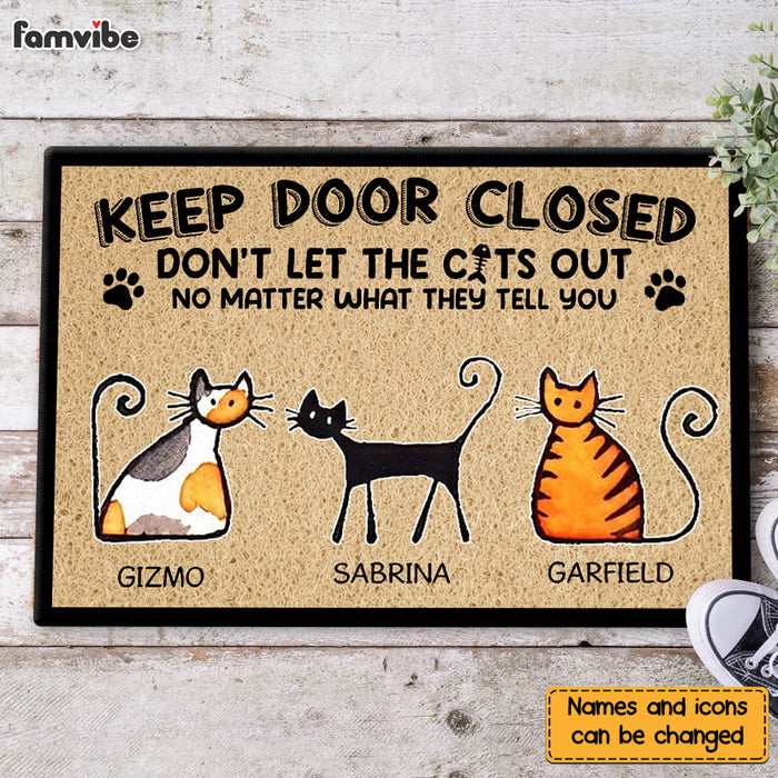 Keep Door Closed Dogs And Cats, Personalized Doormat, Custom Gift For Pet  Lovers